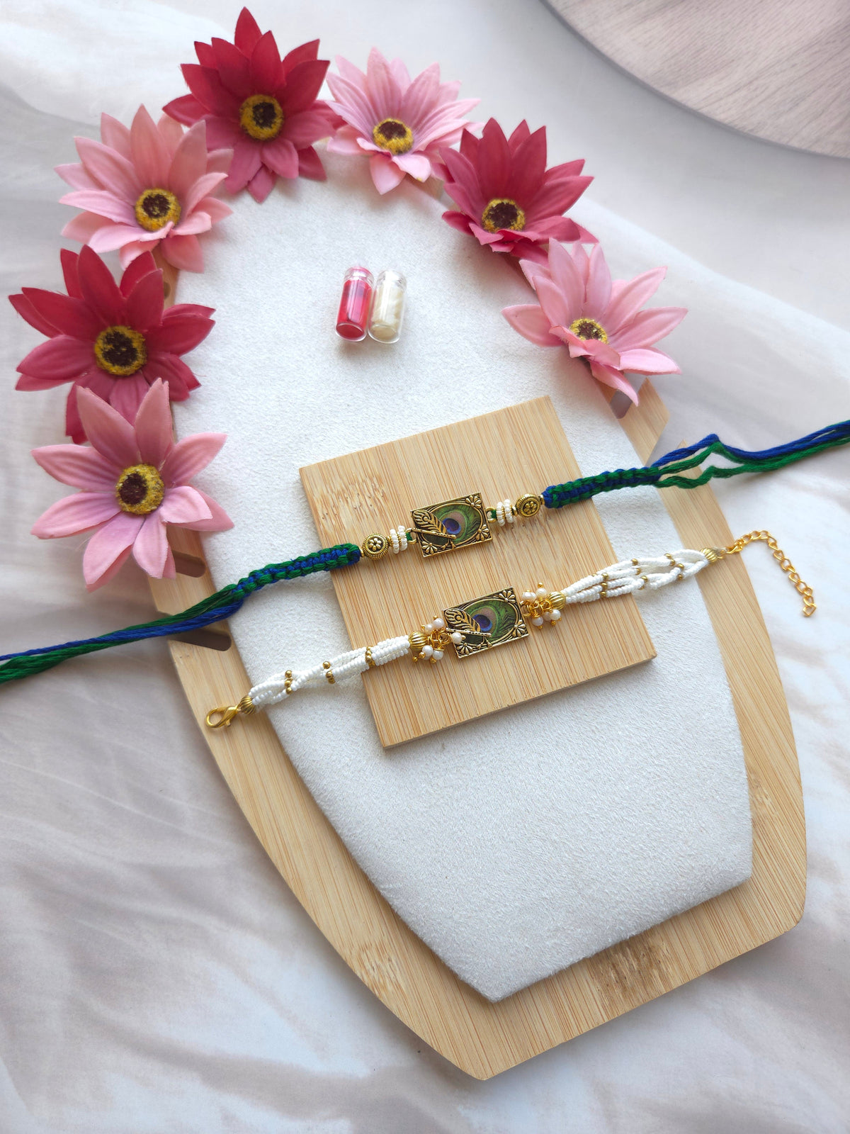 Peacock Feather Rakhi Combo Set ( C - 200 )
