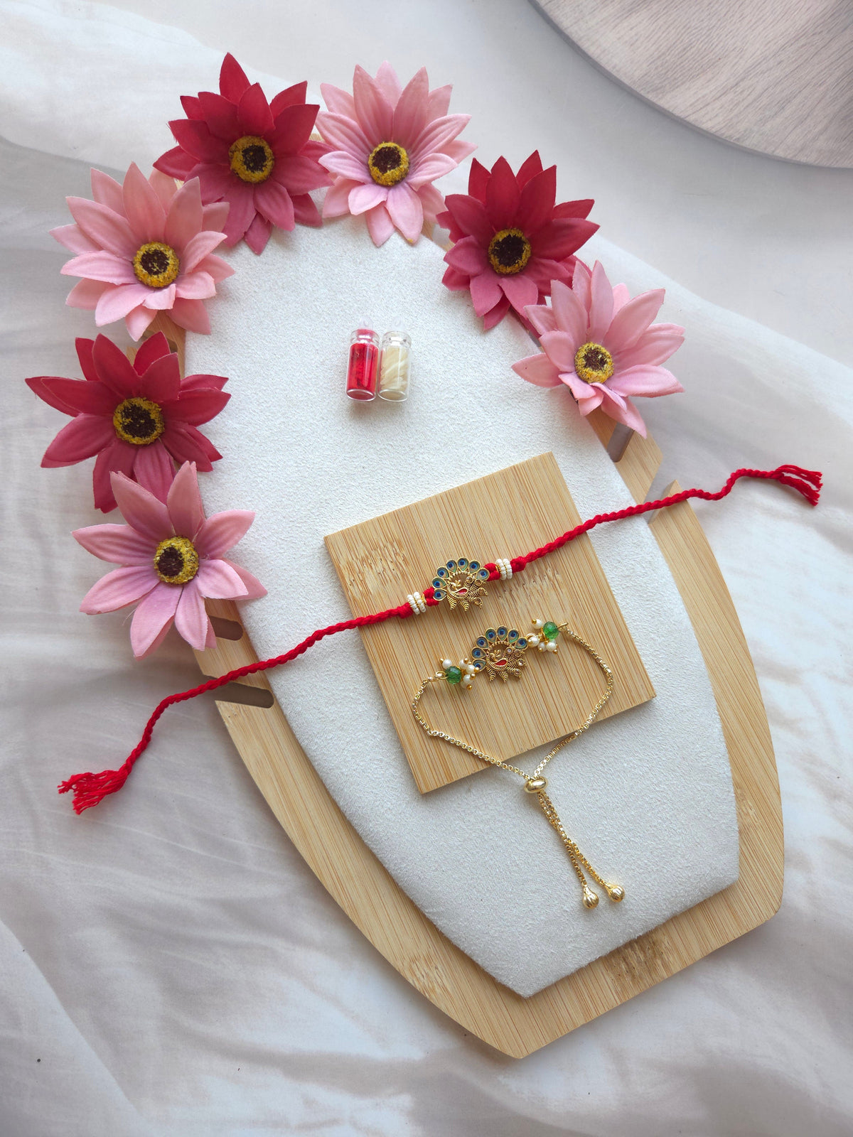 Peacock Rakhi & Bracelet Set for Bhai Bhabhi ( C - 190 )