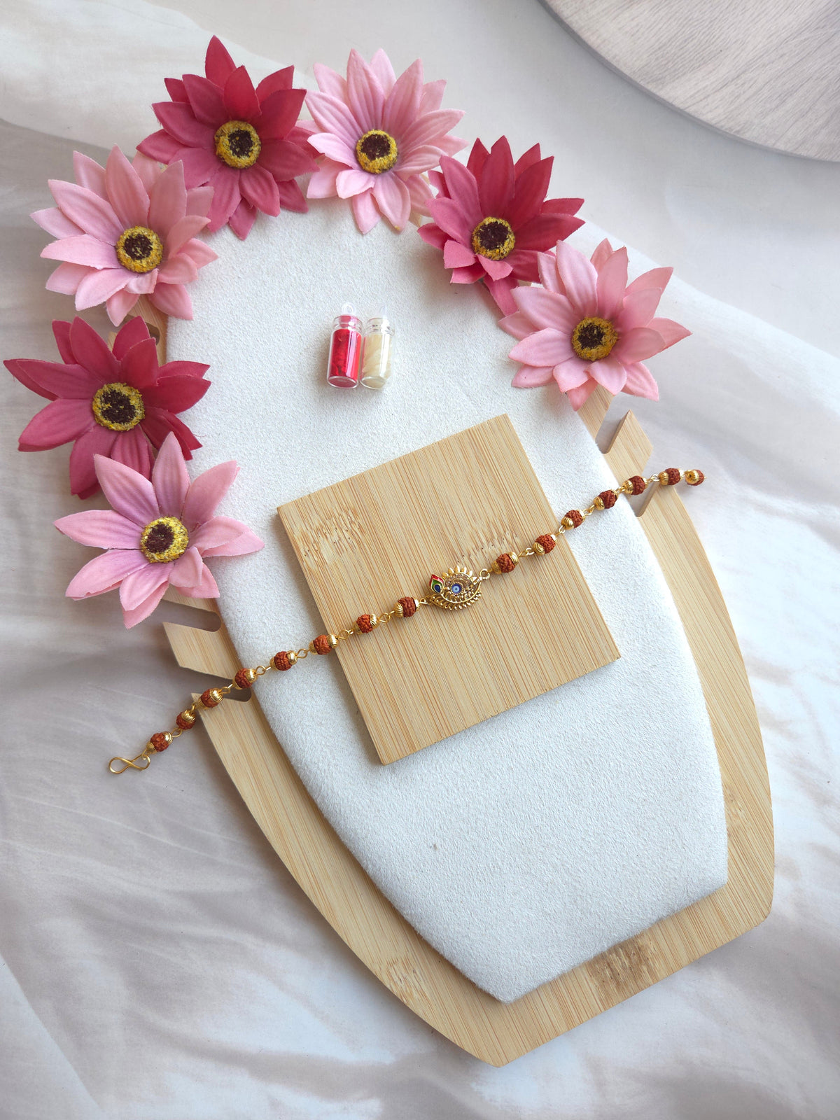 Evil Eye Feather Couple Rakhi Set