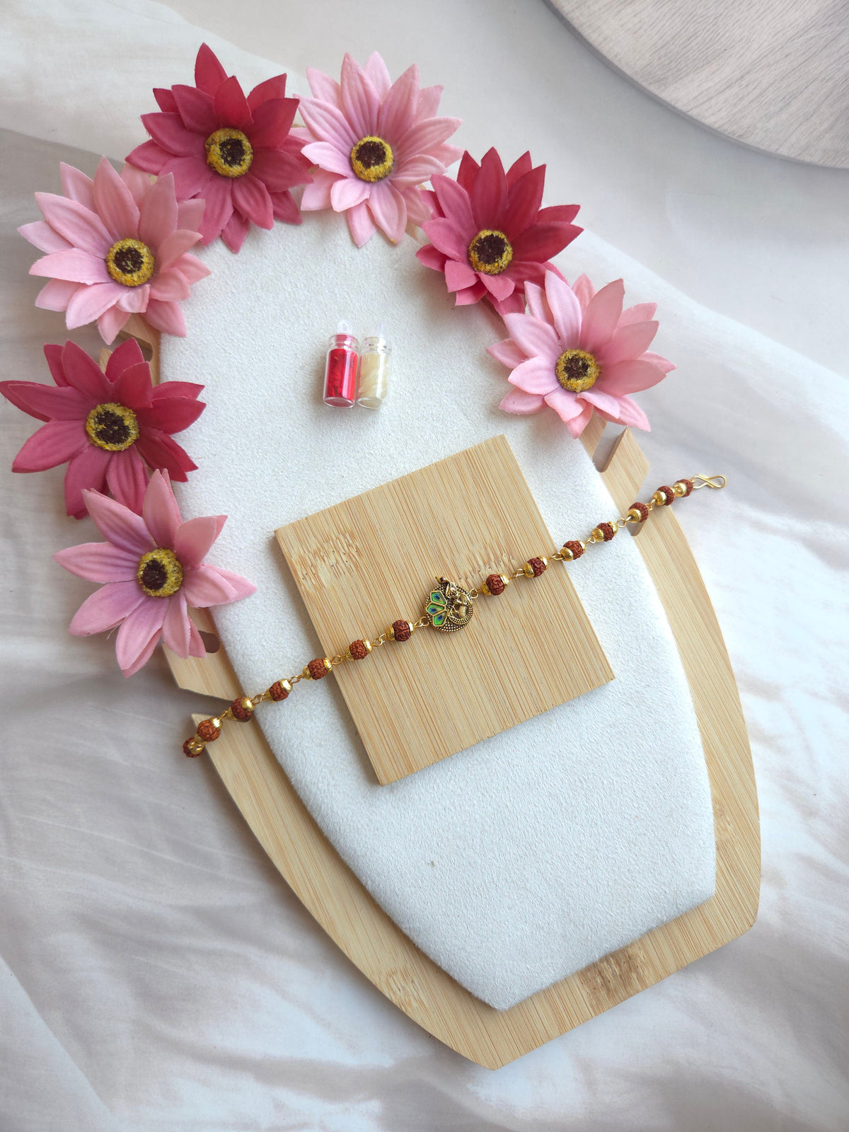 Krishna Peacock Bhai Bhabhi Rakhi Set
