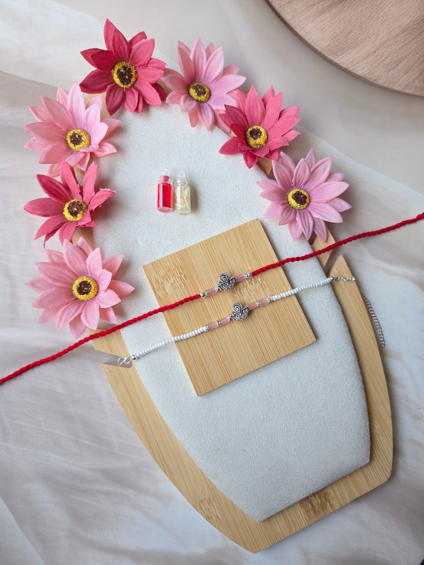 Feather Bhai Bhabhi Couple Rakhi Set