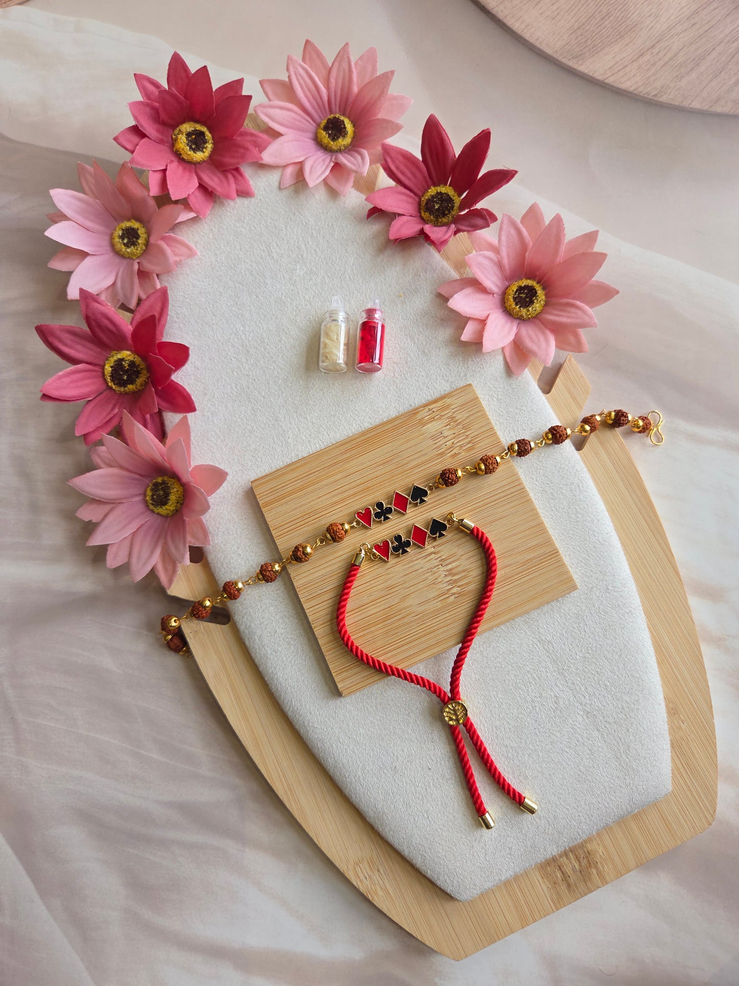 Premium Playing Card Rakhi & Bracelet Combo for bhai - bhabhi ( C - 218)