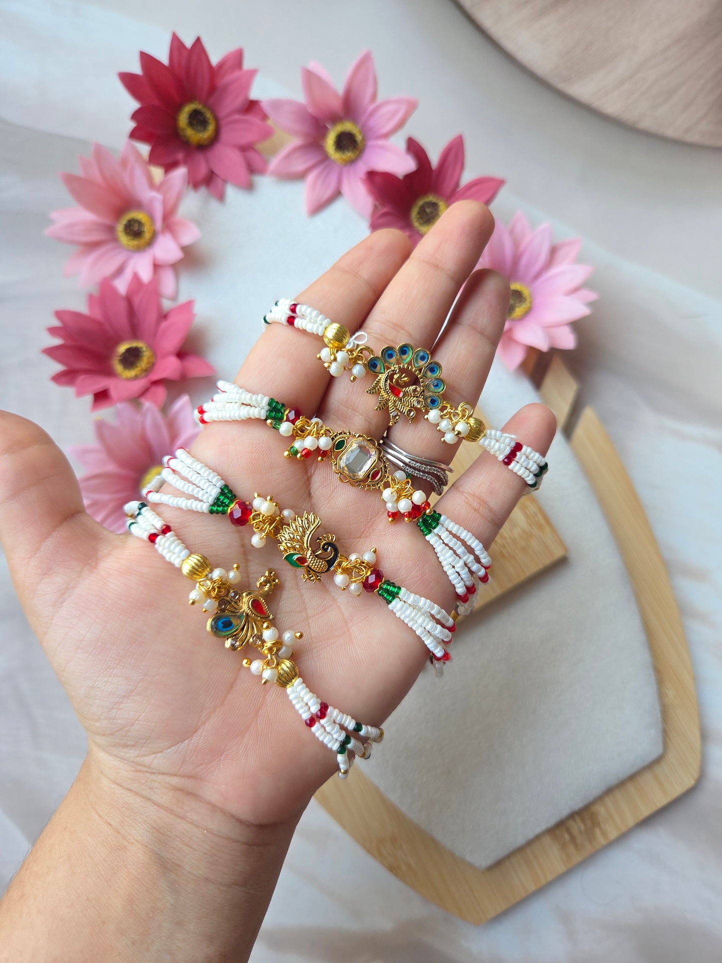 Premium Pearl Rakhi Combo (Set of 4)