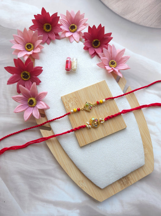 Feather & Peacock Rakhi Combo Set