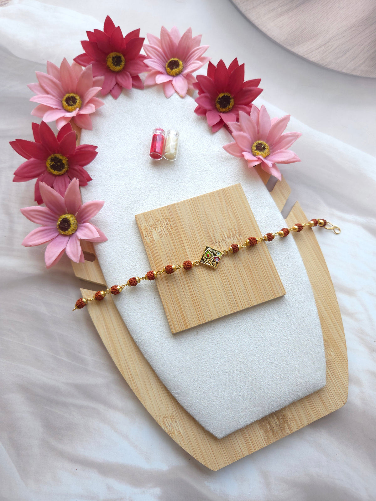 Feather & Peacock Rakhi Combo Set
