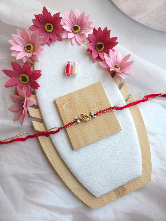 Evil Eye Feather Couple Rakhi Set