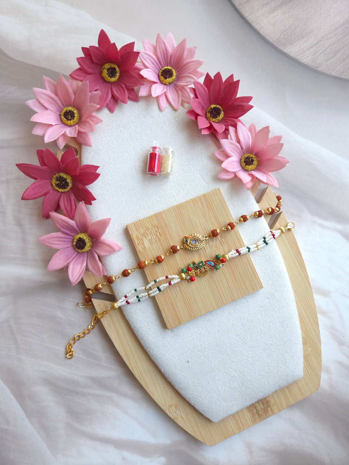 Evil Eye Feather Couple Rakhi Set