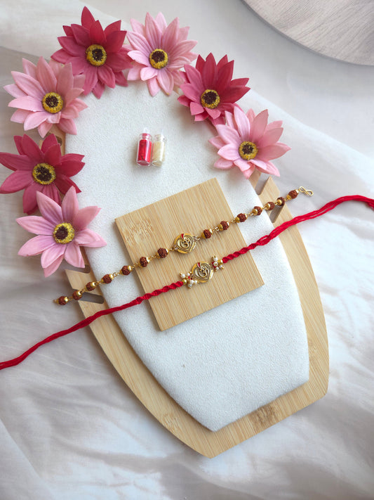 Om Rudraksh Bhai Bhabhi Rakhi set