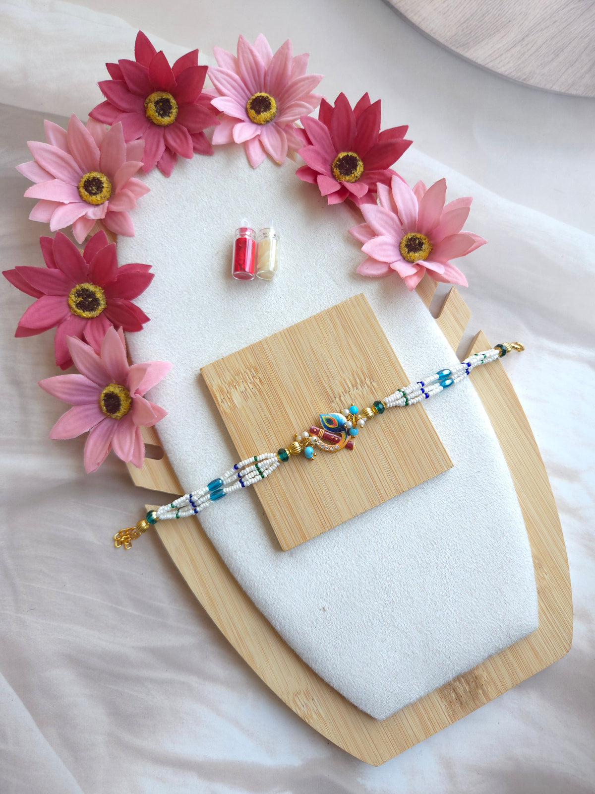 Feather Flute Bracelet Rakhi For Bhabhi ( C - 187 )