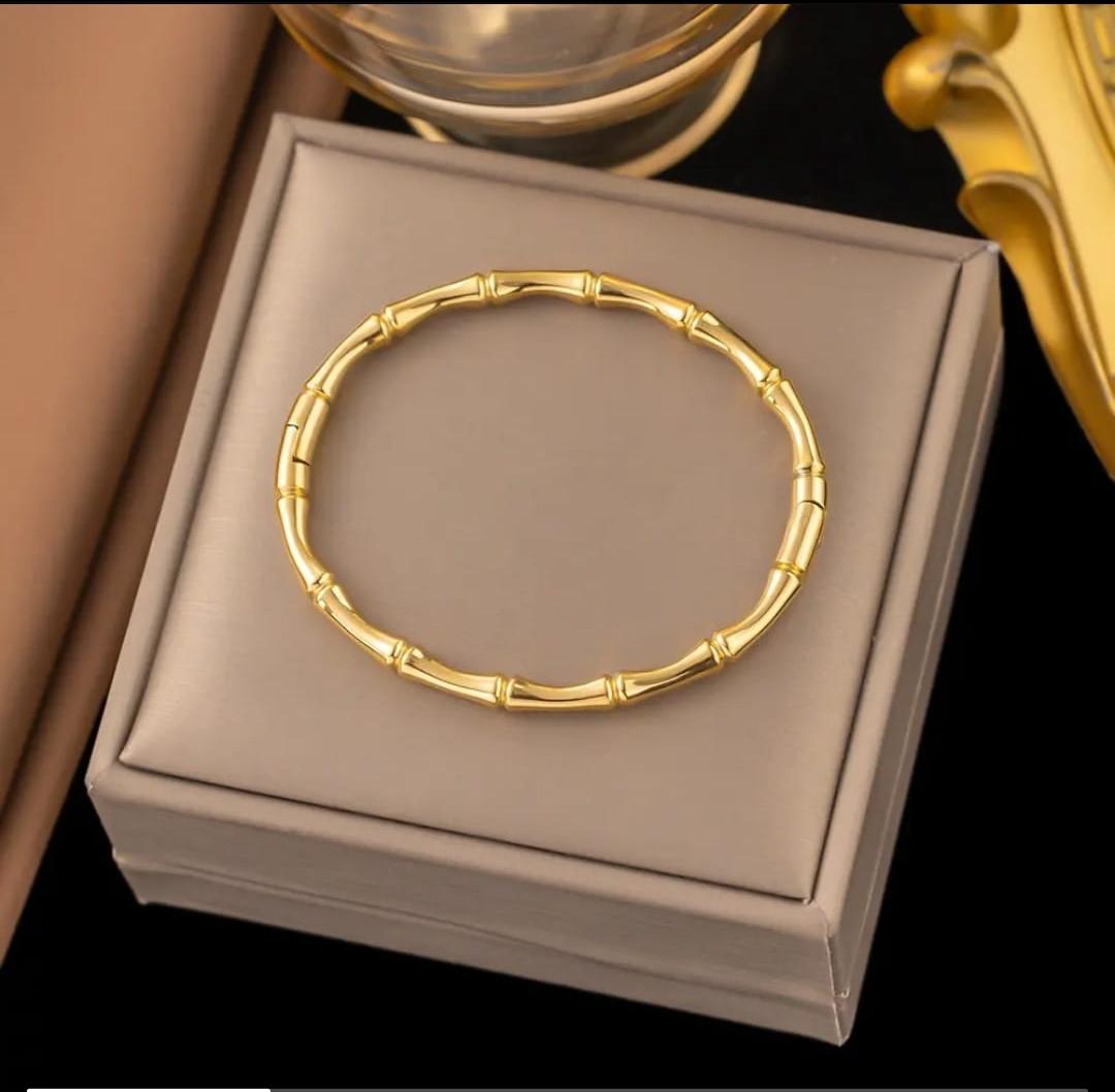 Anti-Tarnish Bamboo Link Gold Bracelet