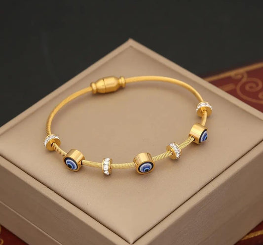 Evil Eye Gold-Plated Anti-Tarnish Charm Bracelet for Women