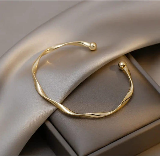 Twisted Open Cuff Bracelet – Gold & Silver Polish | Anti-Tarnish Adjustable Bracelet for Women