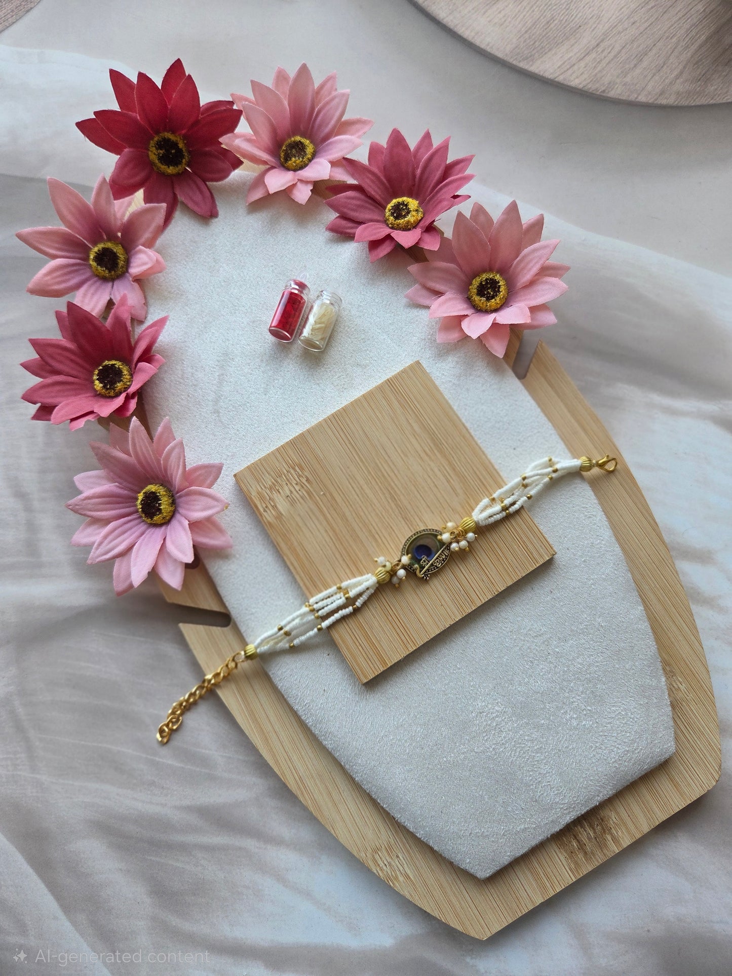 Premium Peacock Pearl Rakhi Combo (Set of 5)