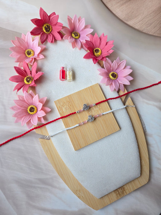 Feather Bhai Bhabhi Couple Rakhi Set