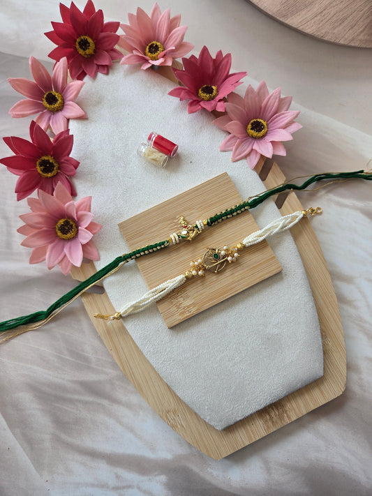 Krishna Flute Couple Rakhi Set for Bhaiya & Bhabhi (C-66)