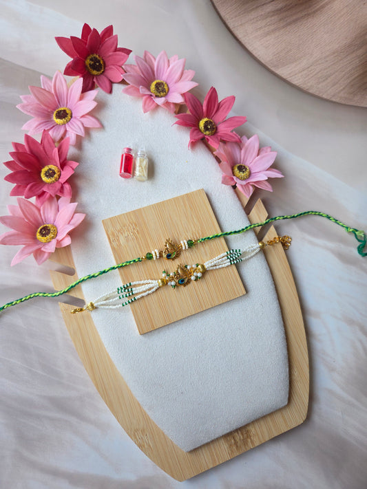 Premium Pearl Bracelet & Designer Rakhi