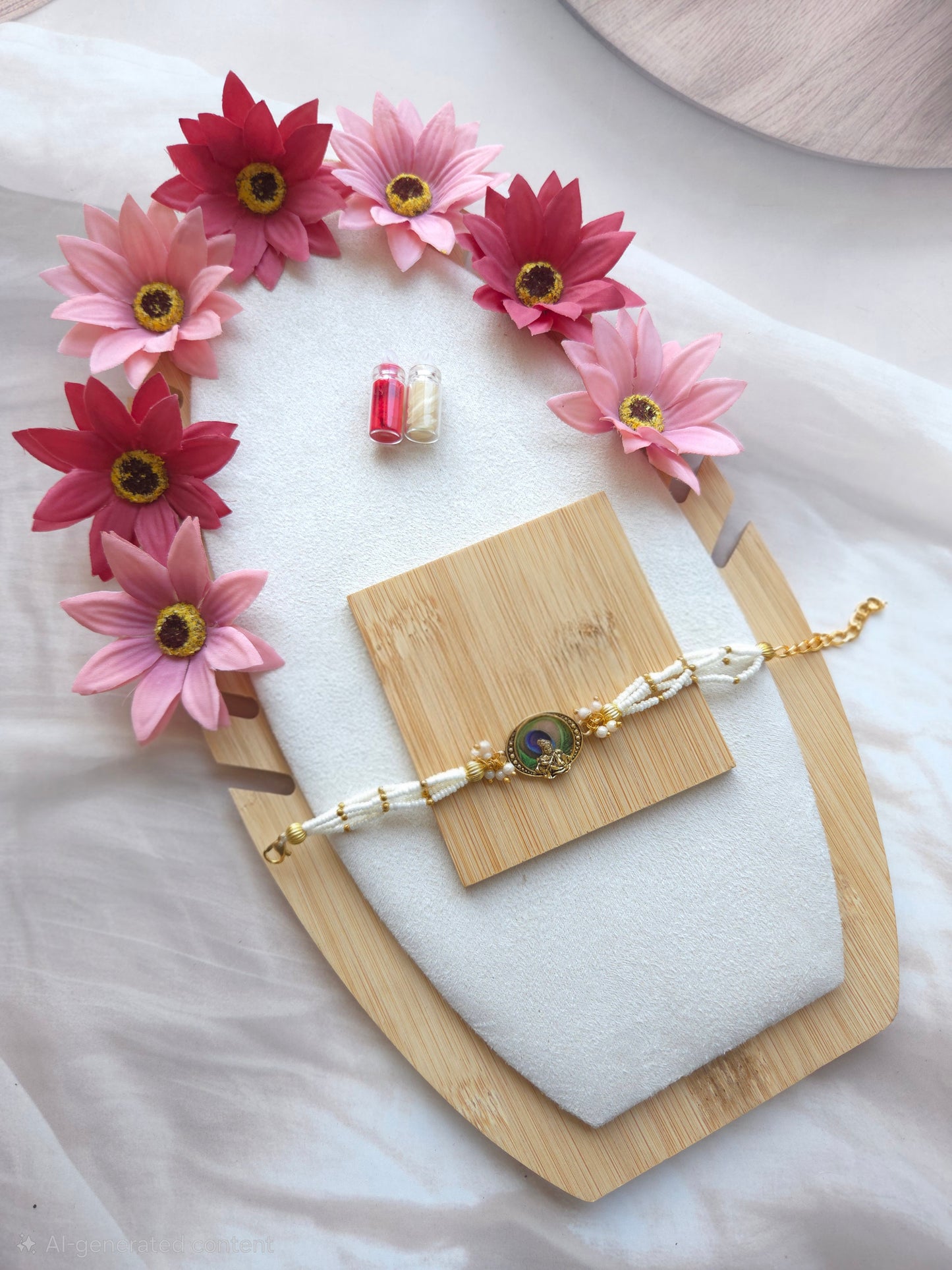 Premium Peacock Pearl Rakhi Combo (Set of 5)