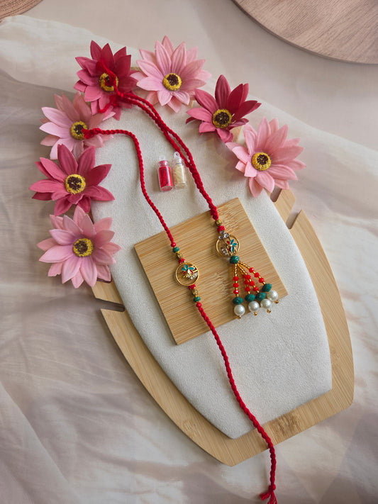 Premium Floral Lumba Rakhi Pair ( C - 217)